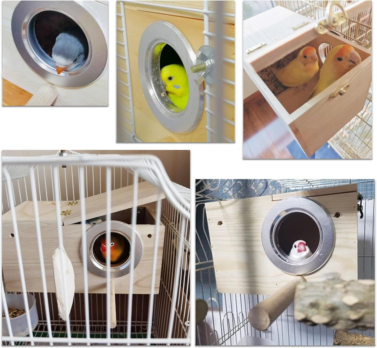 Bird Nest, Parakeet Nest Box, Bird Breeding Box with Perch, Wood Budgie Nest Box for Bird, Parrot, Lovebirds, Parrotlet, Finch, Sparrow 7.8” X 4.7” X 4.7”